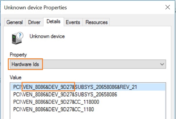Device Manager Hardware ID Stick