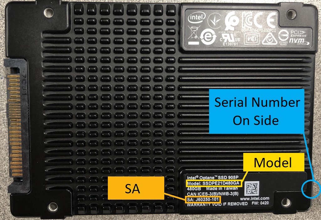 Find Model, Serial, and SA Numbers for Intel® Optane™ SSDs