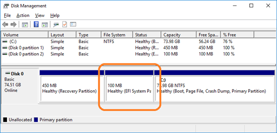 efi system partition new ssd