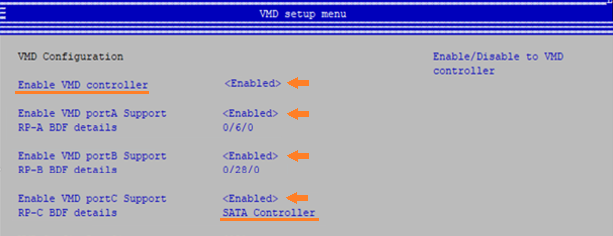 VMD Setup Menu