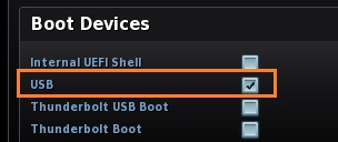 USB Boot option enabled
