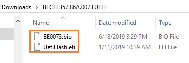 UEFI zip ファイルをダブルクリック