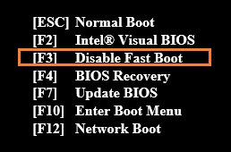 Power button menu displays