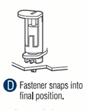 Fastener snaps into final position