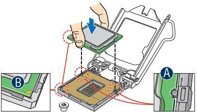 Note location of gold key at corner of processor