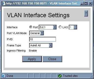 VLAN Interface settings ext 1.1