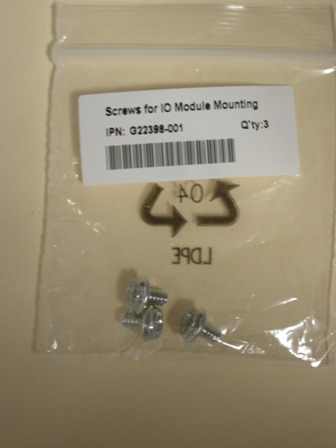 bag containing three screws