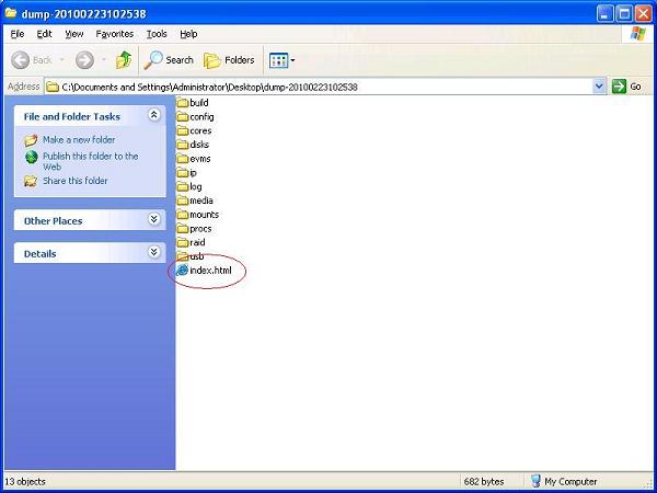 Screenshot of Intel® Entry Storage System manager indicating the index.html file 