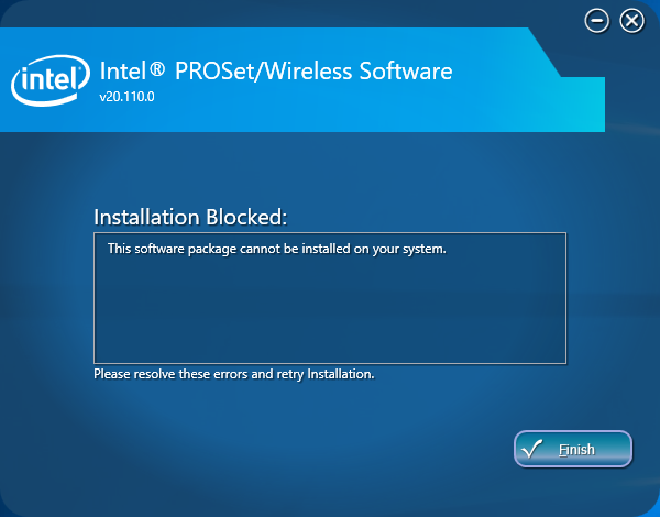 Troubleshooting Intel Proset Wireless Software Installation Blocked Troubleshooting Intel Proset Wireless Software Installation Blocked