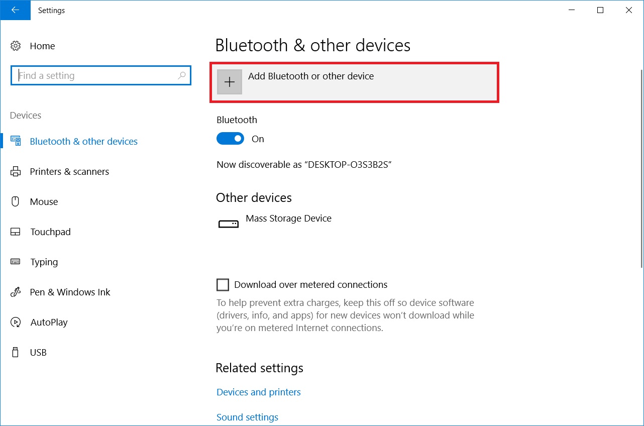 Add Bluetooth or other device