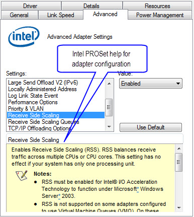 Intel PROset help for adapter configuration