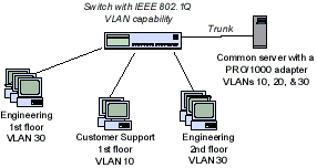 Cluster-Diagramm der VLAN-Funktionalität