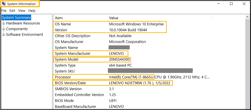 how do i find my bios version windows 10