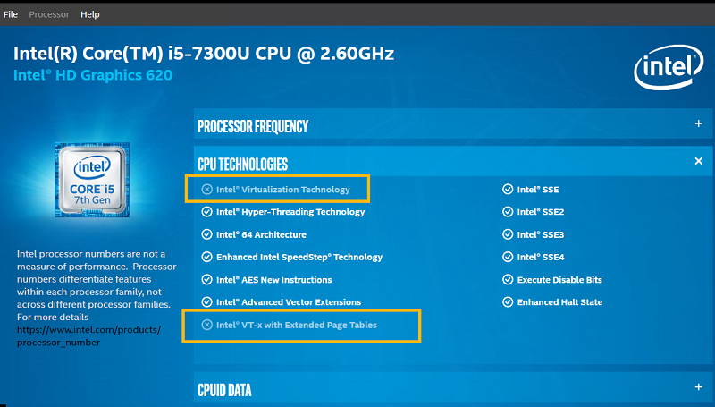 A Virtualização Intel® não está disponível