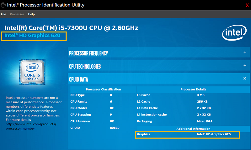 Intel Processor Identification Utlity