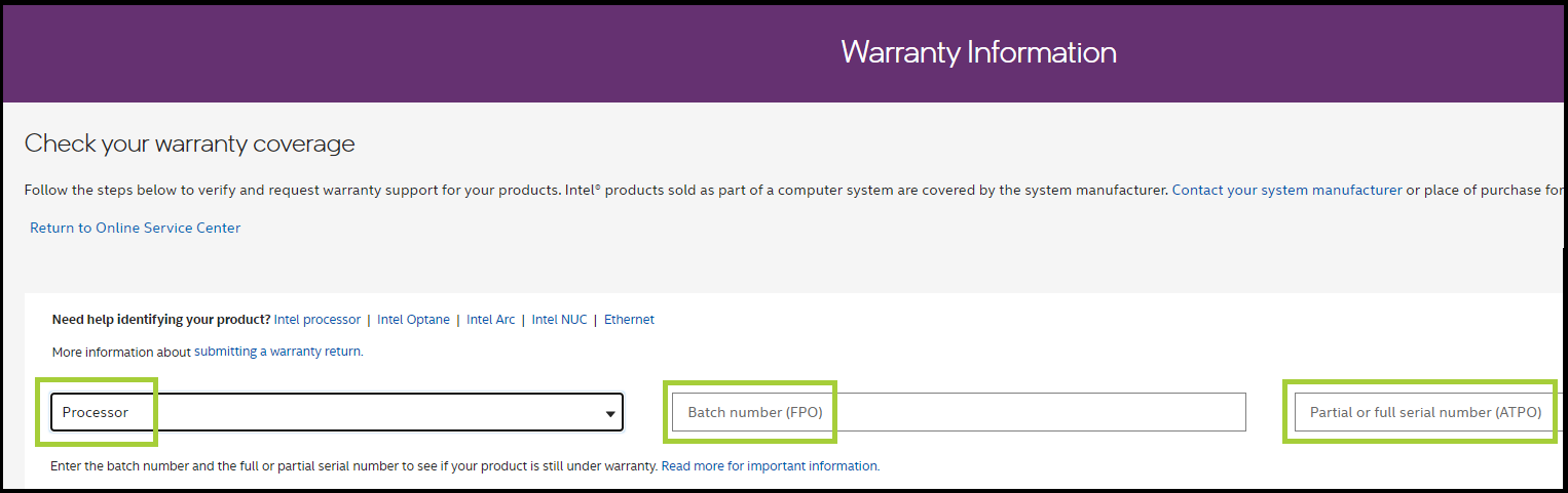 Warranty Information Tool