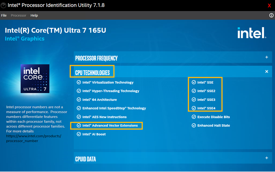 Intel Processor Identification Utility