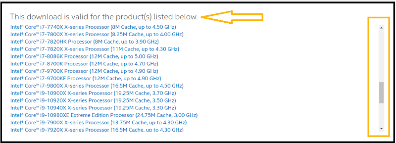 Processor list