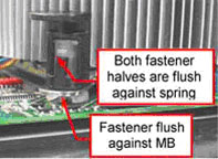 both fastener halves are flush against spring