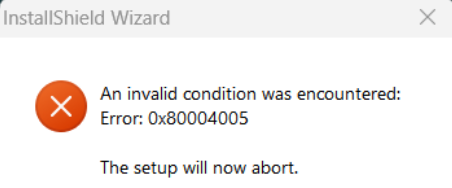 Error message screenshot