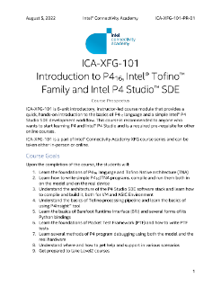Introduction to P416, Intel® Tofino™ Family and Intel P4 Studio™ SDE