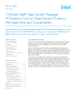 Intel® Data Center Manager: A Powerful Tool for Data Center Efficiency, Management, and Sustainability