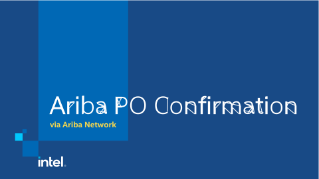 Ariba PO Confirmation
via Ariba Network