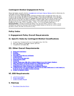 Contingent Worker Engagement Policy