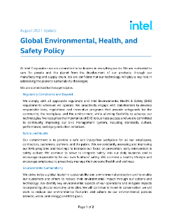 Intel Environmental, Health, and Safety Policy