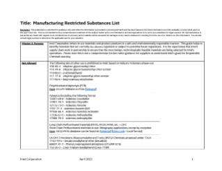 Chemical/Material Selection Guideline