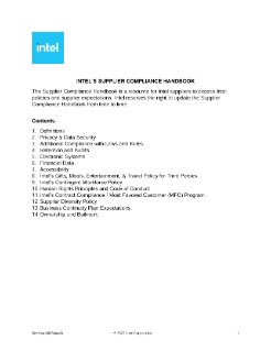 Intel's Supplier Compliance Handbook