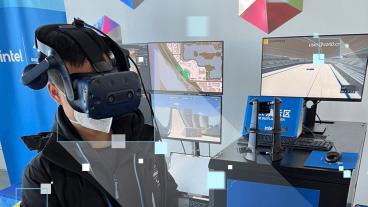 Reveal full-sized photo:  Man with a VR headset on
