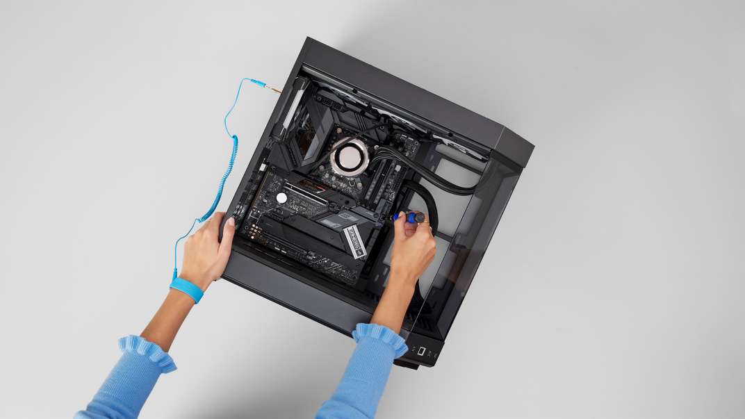 Photo of installing motherboard