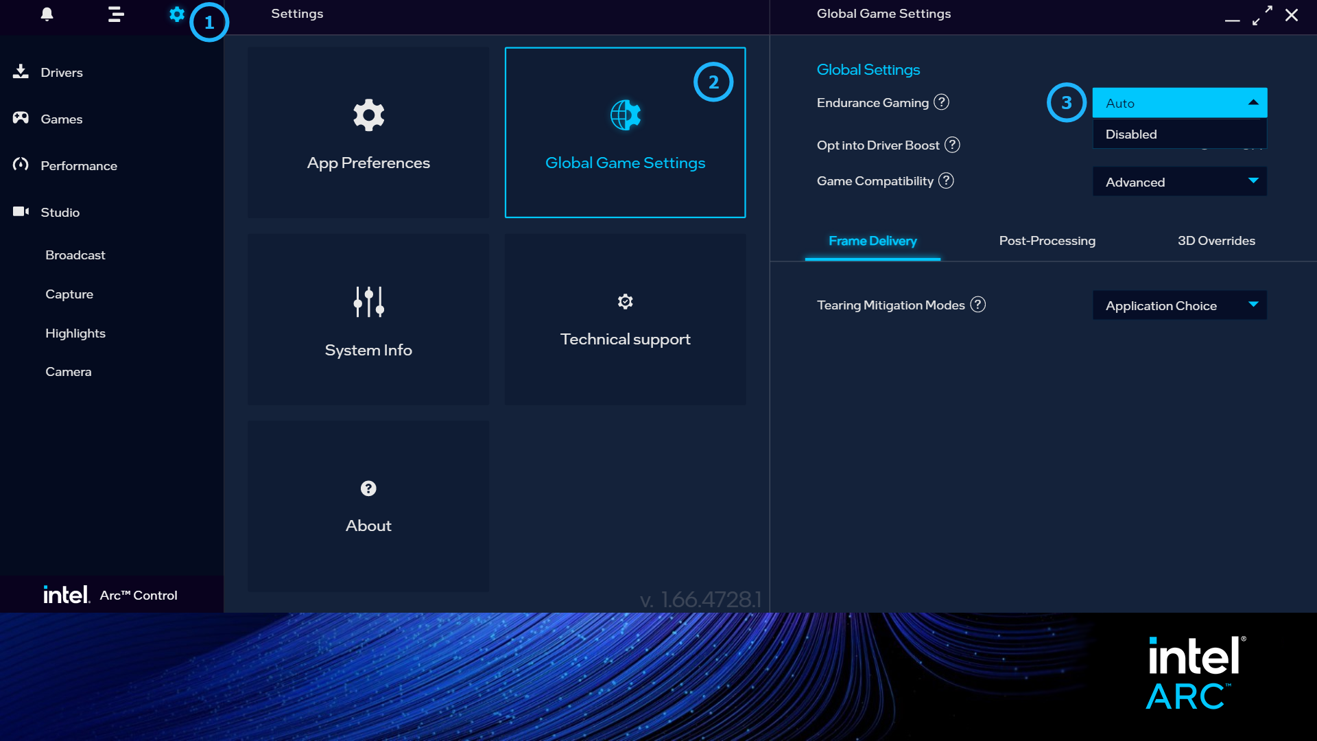 Endurance Gaming Mode on Intel® Arc™ Control