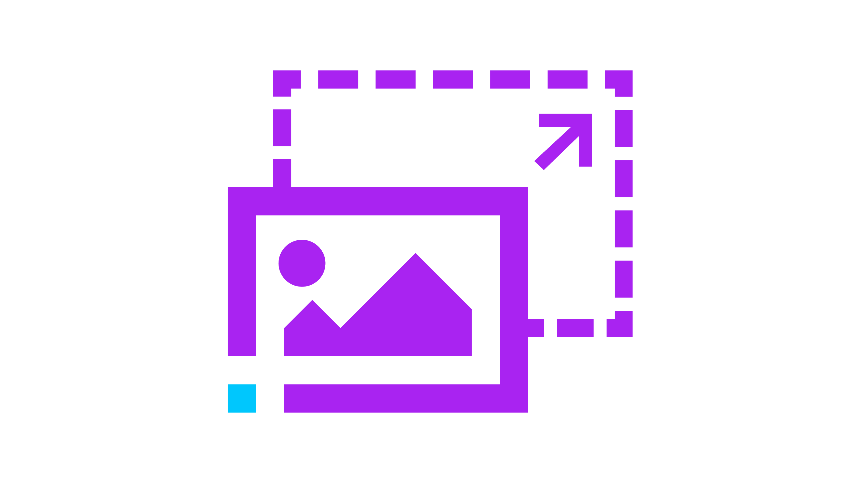 An icon showing an image scaling