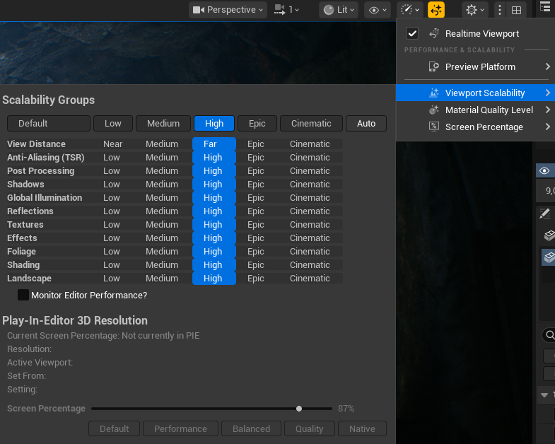 Unreal Engine Optimization Guide - viewport scalability