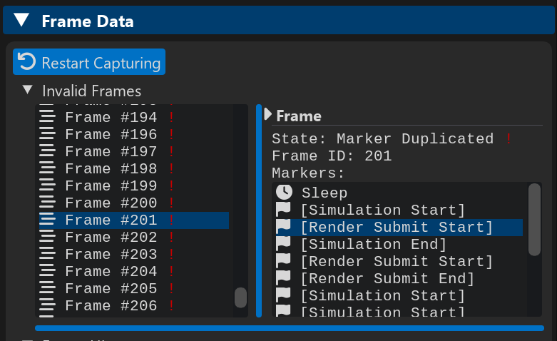 xess inspector frame data ll invalid