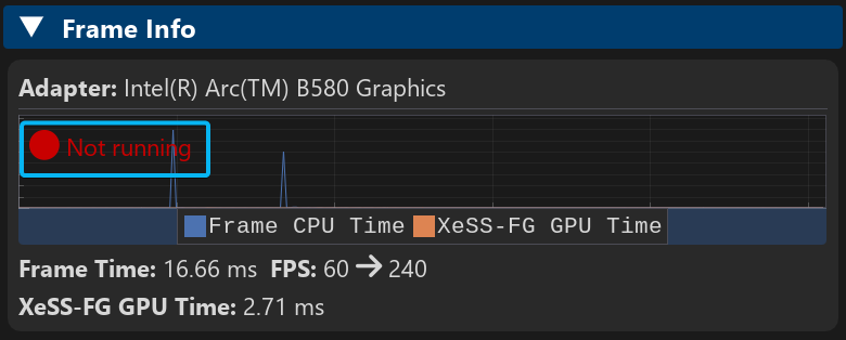 xess inspector frame info not running fg