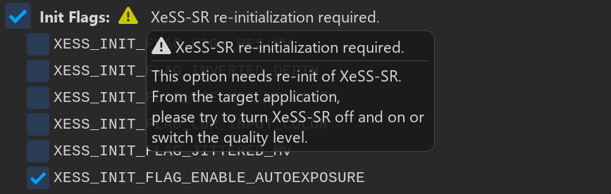 xess inspector overrides reinit