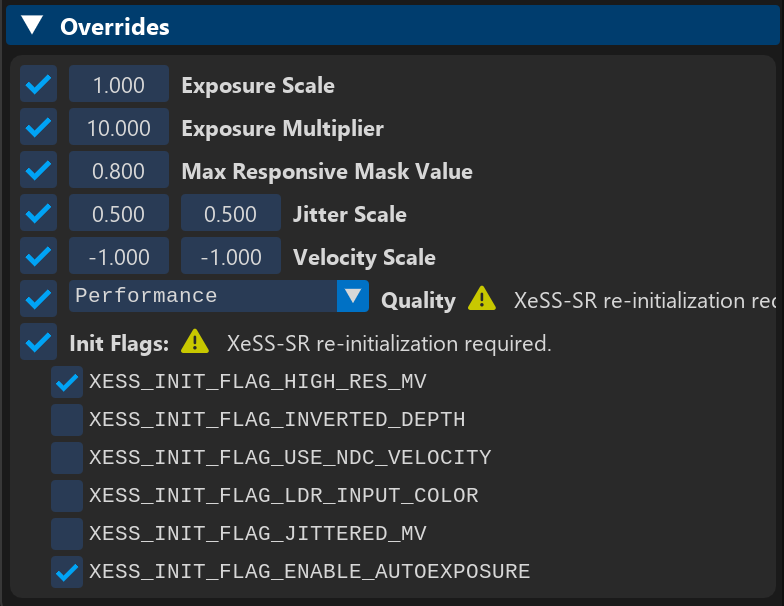xess inspector overrides