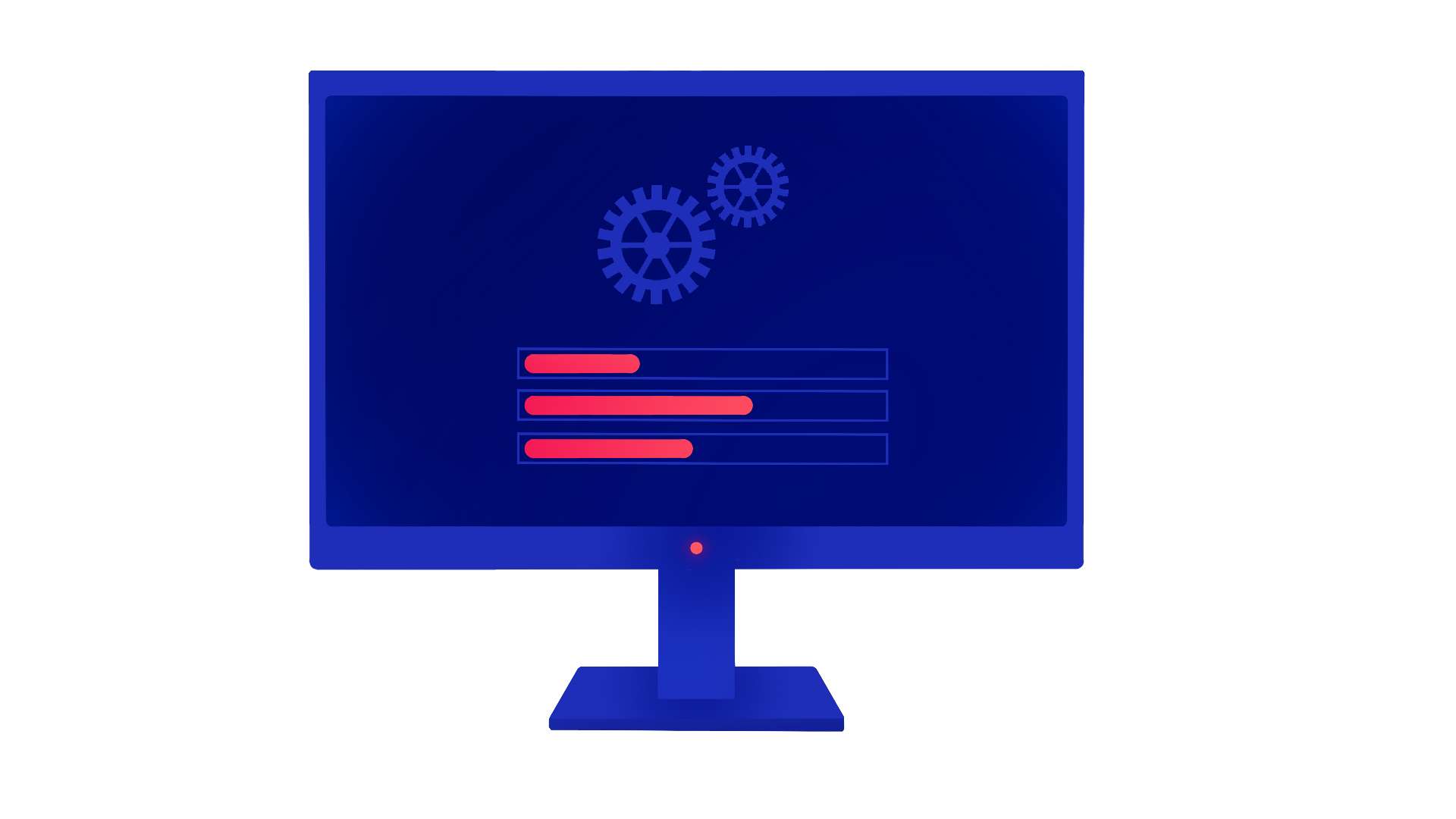 Illustration of monitor with updating progress bars
