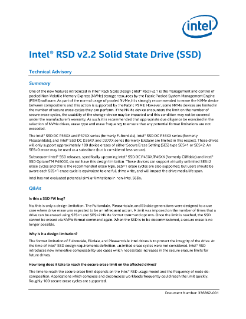 Intel® Rack Scale Design (Intel® RSD) SSD Technical Advisory
