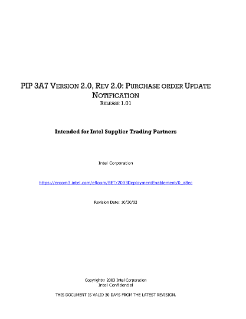 PIP 3A7 VERSION 2.0, REV 2.0: PURCHASE ORDER UPDATE
NOTIFICATION RELEASE 1.01