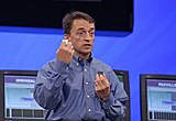 Intel's Pat Gelsinger, cq, Senior Vice President, General Manager, Digital Enterprise Group, introduces two new microprocessors during the Digital Enterprise keynote at the Fall Intel Developer Forum held at Moscone West on Wednesday, August 24, 2005 in San Francisco, Calif. (Photo by Intel Press Relations)