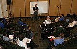 Intel's David Hines talks about Intel Active Management Technology during the Chalk Talk Q&A held at IDF in San Francisco, Calif., on Tuesday, August 23, 2005. (Intel Press Relations)