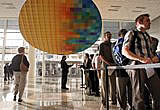 IDF attendees arrive bright and early and lineup to self register before the start of Day One Keynotes at the Intel Developers Forum Fall 2005 at Moscone West on Tuesday, August 23, 2005 in San Francisco, Calif. (Intel Press Relations)