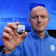 Sean Maloney, executive vice president and chief sales and marketing officer of Intel Corp., displays the new Intel® Core™2 Duo processor, Thursday, July 27, 2006, during an event at Intel headquarters in Santa Clara, Calif.